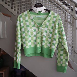 O!Oi Checkerboard Cardigan